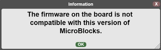 Incompatible Firmeware Warning